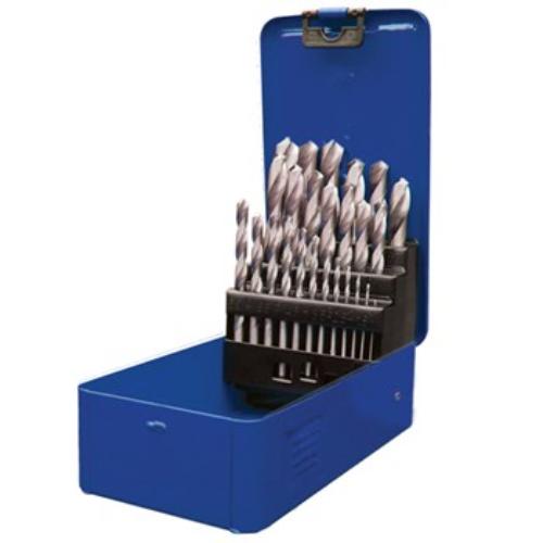 Rex-Plus HSS9341 Twist Drill Set, 21 pieces from 1/16" to 3/8", high-speed steel for precise, durable drilling.