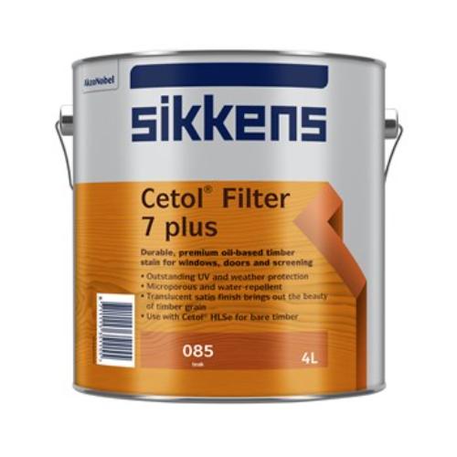 Sikkens Filter 7 Plus Teak 4L woodstain enhances and protects outdoor timber with UV filters and a breathable, water-repellent formula.