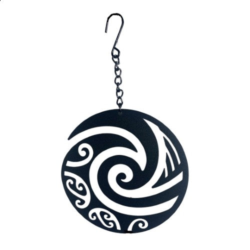 Kiwiana Koru Decoration in sleek black iron, symbolizing New Zealand's culture with a design for growth and harmony.
