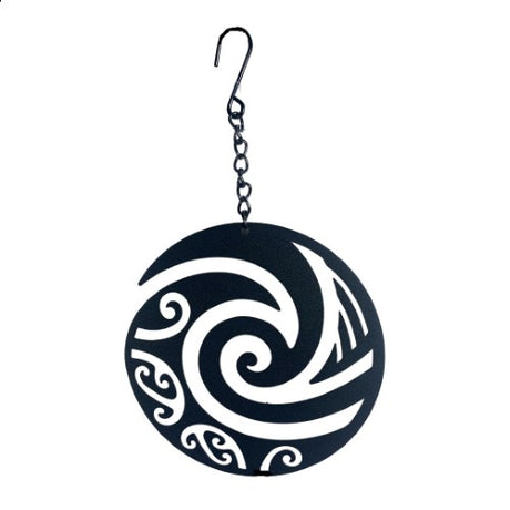 Kiwiana Koru Decoration in sleek black iron, symbolizing New Zealand's culture with a design for growth and harmony.