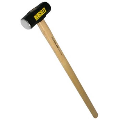 Hercules 10 lb sledge hammer with hickory handle, heavy carbon steel head, ideal for demolition and driving stakes.