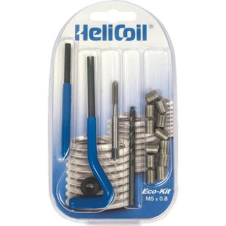 Helicoil Eco-Kit for M3 thread repair with tools, instruction, and stainless steel inserts for durable, strong repairs.