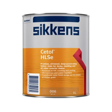 Sikkens HLSe Light Oak 1L woodstain enhances outdoor wood, providing durability, UV protection, and a beautiful translucent finish.