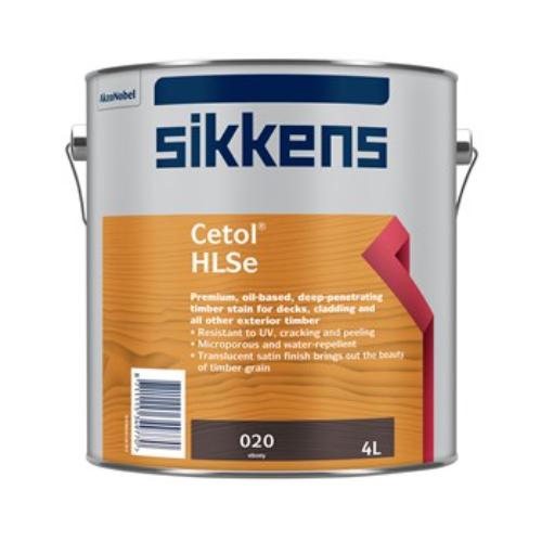 Sikkens HLSe Ebony 4L wood stain in rich ebony, enhances outdoor wood while allowing natural grain to show, durable and weather-resistant.