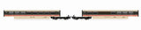 Hornby BR Class 370 Advanced Passenger Train TRBS model, featuring two detailed coaches, 48401 and 48402, for OO gauge layouts.
