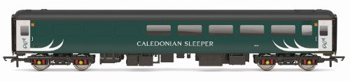 Hornby Caledonian Sleeper Mk2 RLO6703 model train, showcasing iconic British railway design in blue and grey livery.