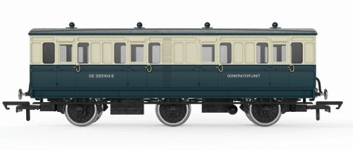 Hornby BR InterCity 6W Generator Coach model, showcasing detailed design and functionality for railway collectors and enthusiasts.