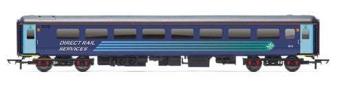 Hornby DRS Mk2E Standard Open 5810 train model in blue and yellow livery, perfect for collectors and enthusiasts.