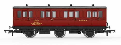 Hornby Trains BR Departmental 6W Crew Coach model R40359, showcasing a detailed, compact design for branch line railway layouts.