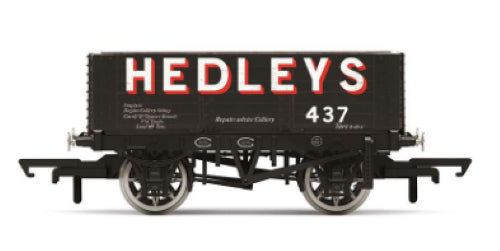 Hornby Trains 6 Plank Wagon Hedleys Era 3 model showcasing classic British freight design, detailed with metal wheels and NEM couplings.