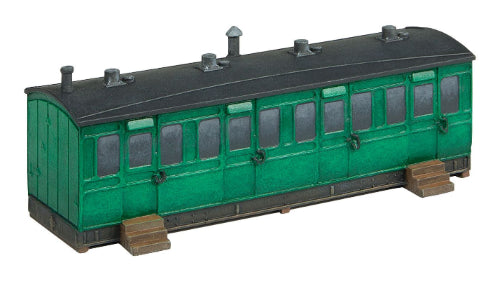 Hornby Trains Grounded 6 Wheel Coach Summer House, a vintage model capturing nostalgic railway charm for collectors and hobbyists.