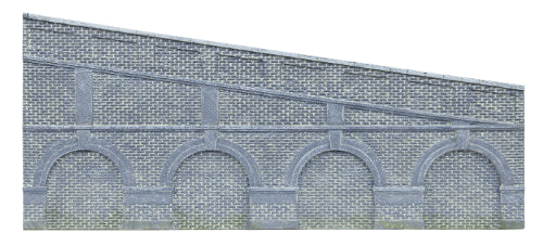 Engineers blue brick retaining walls for 00 gauge model trains, enhancing model railway scenery with authentic details.