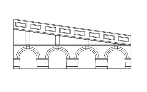 Hornby Trains Mid Step Arch Retaining Walls in Engineers Blue Brick, ideal for enhancing model railway landscapes.