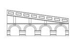 Hornby Trains Mid Step Arch Retaining Walls in Engineers Blue Brick, ideal for enhancing model railway landscapes.