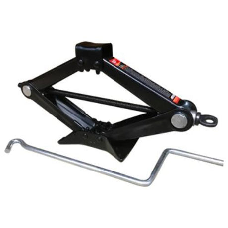 Torin Big Red T10102 scissor jack lifting 1 ton, compact size, stable design, ideal for automotive maintenance and DIY projects.