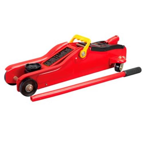 Torin Big Red Low Profile Trolley Jack, 2 Ton capacity, rugged steel, 85mm to 330mm lift, includes carry case and safety valve.