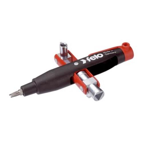Felo Universal Cabinet Key with seven functions for accessing utility meter cabinets, including various spanners and hex sizes.
