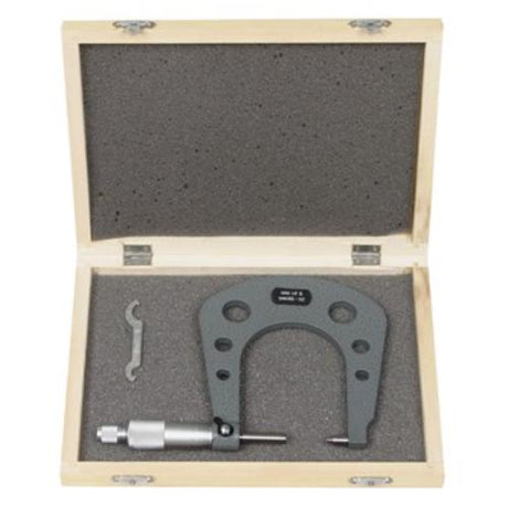 Wayco Micrometer measuring tool for precise brake disc thickness from 25mm to 50mm, ideal for automotive maintenance.