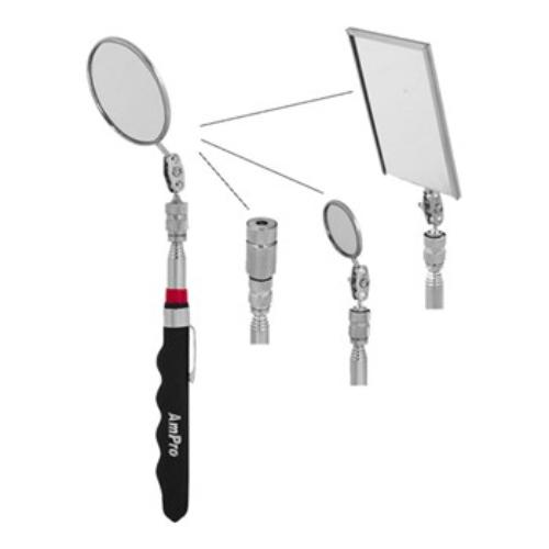 Ampro 4 in 1 Telescopic Mirrors and Lighted Magnetic Pick Up Tool Combination Se