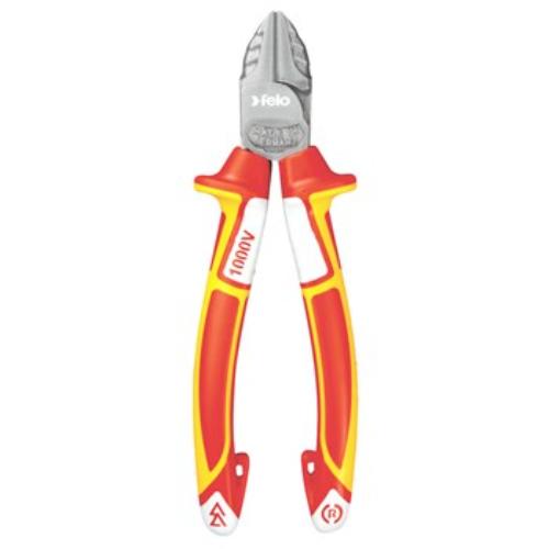 Felo Diagonal Nippers VDE 180mm, insulated cutting pliers with ergonomic grips, ideal for precision cuts on wires and pins.