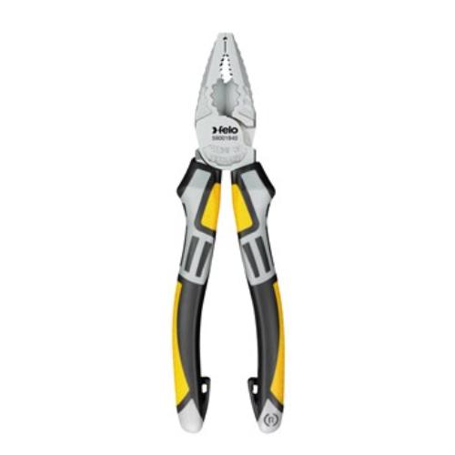 Felo 180mm combination pliers with grip jaws and wire cutters, ideal for gripping, bending, and cutting materials.