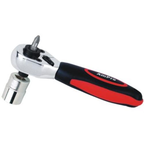 AmPro Mini Ratchet & Bit Driver 2-in-1 tool with compact design, 72-tooth action, perfect for tight spaces and versatile tasks.