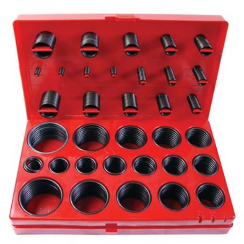 Comprehensive 419-piece O-ring kit with 32 metric sizes, made of durable silicone for various sealing applications.