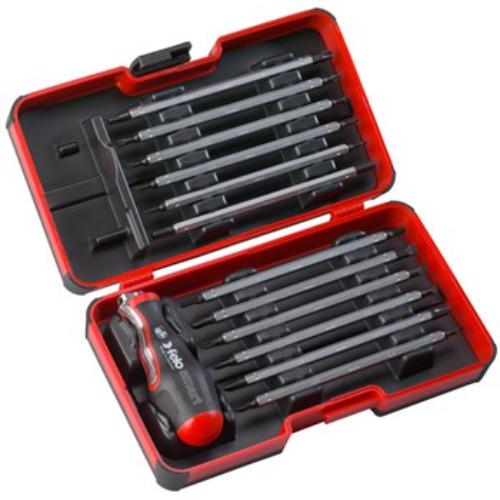 Felo 060 Smart Screwdriver Set with 13 precision bits in a durable ABS box, designed for comfort and versatility.