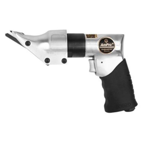 AmPro Air Metal Shear Pistol Grip for cutting up to 18 gauge metal, featuring ergonomic design and variable speed control.