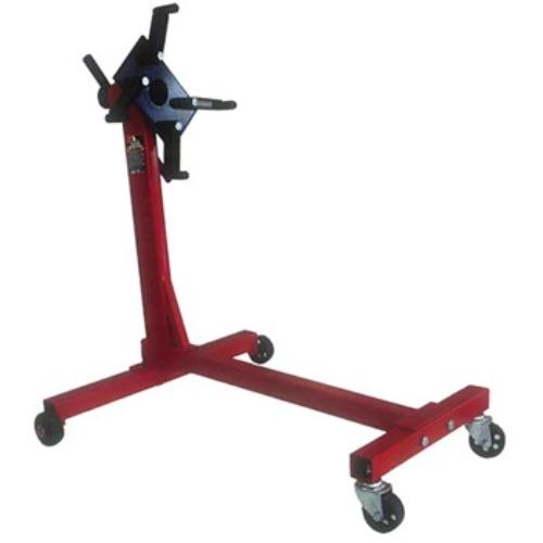 Torin Big Red T24541 Engine Stand with 1000 lb capacity, heavy-duty steel, extra-wide base, and 4 castors for easy maneuverability.