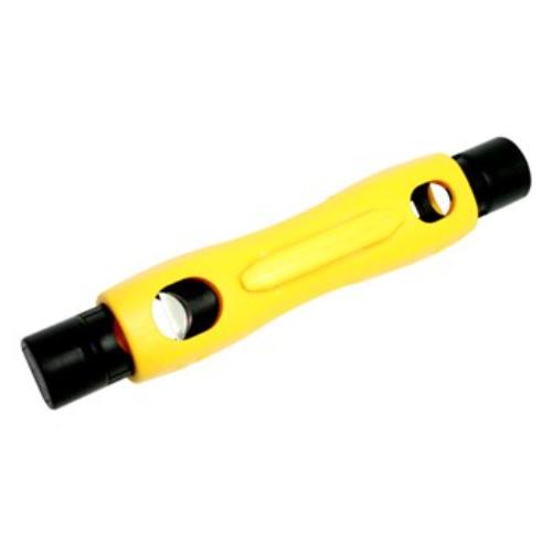 Lightweight Hanlong HT-323 coaxial cable stripper, 121mm long, designed for efficient, simultaneous stripping of various RG cables.