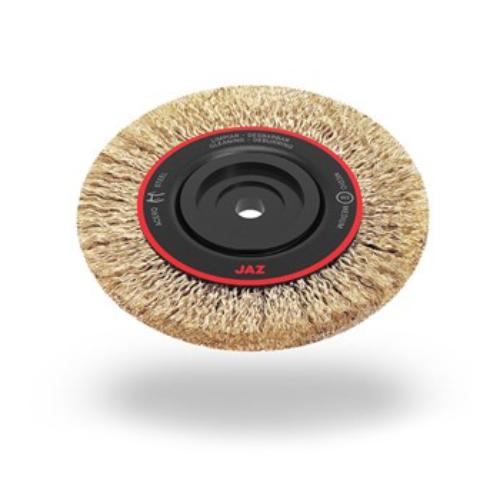 High-performance Jaz Wire Wheel, 200mm, designed for rust removal and surface cleaning on various materials, compatible with multiple machines.