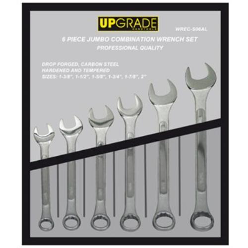 6-piece Upgrade 1253W Combination Wrench Set, featuring sizes 1.3/8 to 2", crafted from durable drop forged carbon steel.