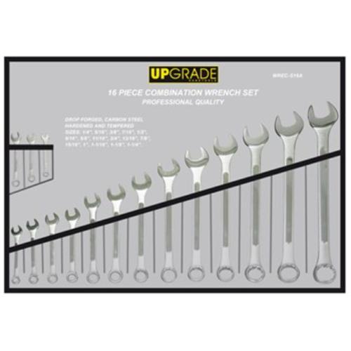 Upgrade 1253Y 16-piece combination wrench set, crafted from drop forged carbon steel with polished ends for durability and precision.