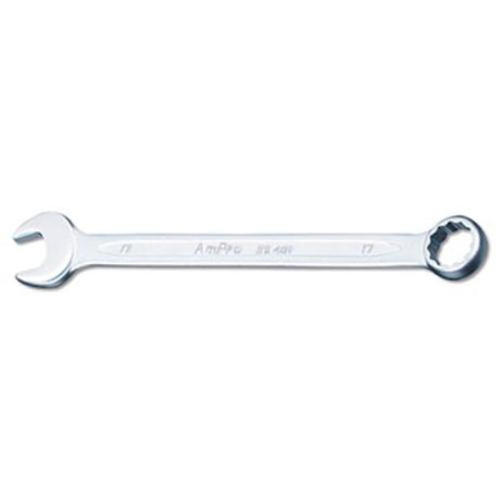 AmPro Combination Wrench 30mm with satin chrome finish, 12-point design, and 15-degree offset for easy access to tight spaces.