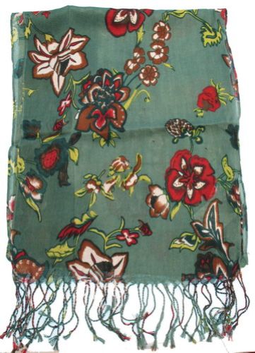 Scarf - Floral Print - Green