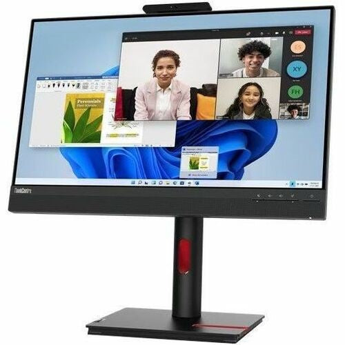 Lenovo ThinkCentre TIO24 24" Full HD LED monitor with integrated webcam, IPS display, modular design, and VoIP features.