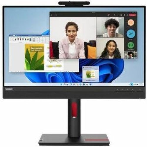 Lenovo ThinkCentre TIO24 Full HD LED monitor with 24" IPS display, integrated webcam, and VoIP features for efficient collaboration.