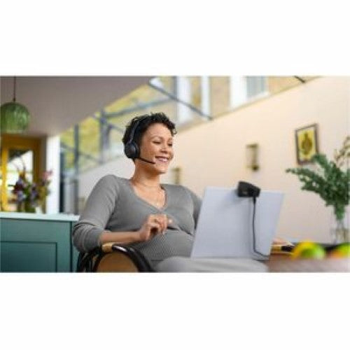 Jabra Evolve2 55 headset with noise-cancelling mic, dual connectivity, and superior comfort for hybrid work and calls.