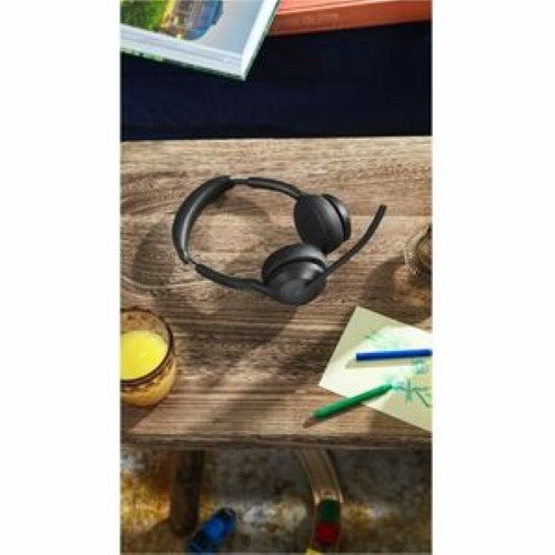 Jabra Evolve2 55 headset with noise-cancelling mic, dual connectivity, and Air Comfort tech for hybrid work efficiency.