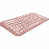 Logitech Pebble Keys 2 K380s Keyboard in Tonal Rose, featuring quiet keys, Bluetooth connectivity, and eco-friendly materials.