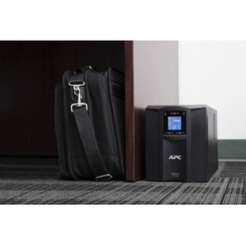 APC Smart-UPS C 1000VA tower UPS with LCD, SmartConnect, 8 outlets, 9.20 min backup for reliable power protection.