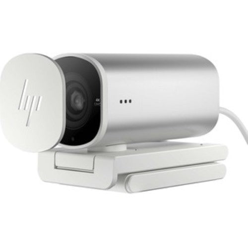 HP 960 4K Streaming Webcam with 8MP, 60 fps, USB 3.0, auto-focus, and built-in mic for crystal-clear video and audio.