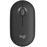 Logitech Pebble Mouse 2 M350s in Tonal Graphite, eco-friendly, wireless, 4000 DPI, compact design with silent clicking.