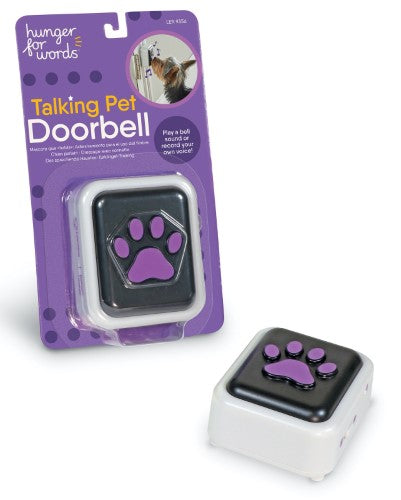 Talking Pet Doorbell for dogs and cats, featuring voice recording and pre-recorded sounds for enhanced pet communication.