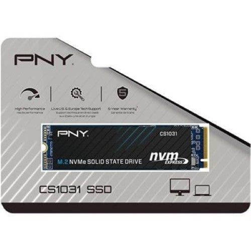 PNY CS1031 256GB NVMe SSD with 2400 MB/s read speed, ideal for upgrading laptops and desktops for enhanced performance.