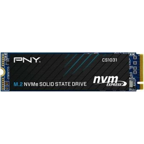 PNY CS1031 256GB NVMe SSD for desktops and laptops, offering fast read/write speeds up to 2,400/1,750 MB/s.