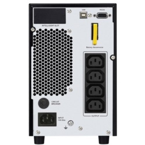 APC Easy UPS SRV 2000VA tower unit with 4-hour recharge, 4-minute backup, essential for stable power protection.