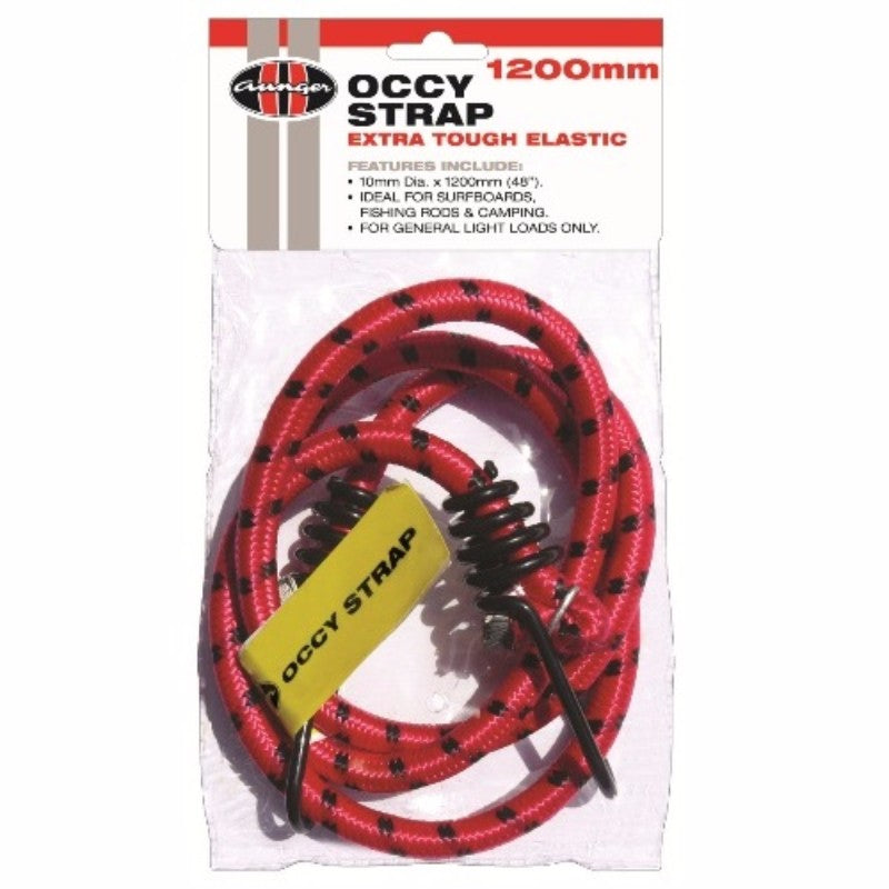 Elastic Occy Strap 1200mm featuring durable elastic cord and rust-resistant hooks for securing loads like jet skis and trailers.