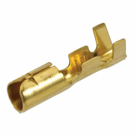 Non-insulated brass bullet female terminal, 5mm diameter, designed for secure connections in automotive and marine applications.